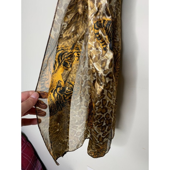 Tiger Stripe Chiffon Leopard Neck Wrap Scarf Womans Beautiful Sheer 13"W X 60"L - Picture 2 of 4